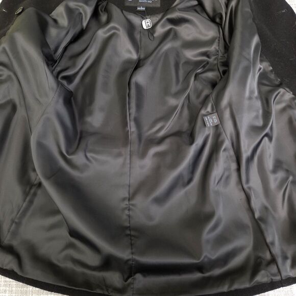Kenneth Cole Reaction Double Breasted Peacoat Women's 4 Black Luxury Wool Blend - Picture 7 of 9